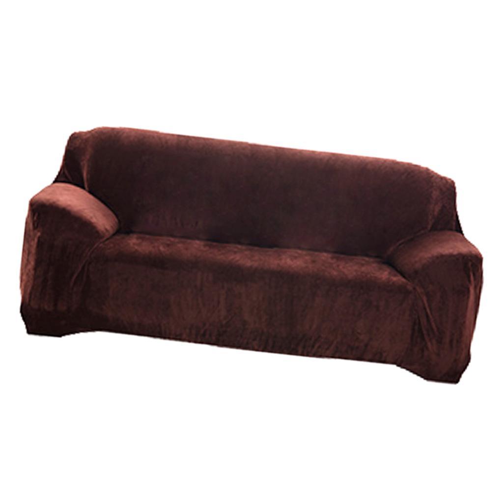 Max Plush Padded Thick Stretch Sofa Seat Protector Sofa Cover   Coffee
