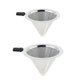 Max Pour Over Cone Dripper Reusable Dual Coffee Filter Silver 12x12x7.5cm - Aladdin Shoppers