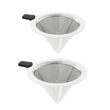 Max Pour Over Cone Dripper Reusable Dual Coffee Filter Silver 12x12x7.5cm - Aladdin Shoppers