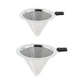 Max Pour Over Cone Dripper Reusable Dual Coffee Filter Silver 12x12x7.5cm - Aladdin Shoppers