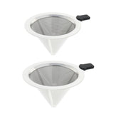 Max Pour Over Cone Dripper Reusable Dual Coffee Filter Silver 12x12x7.5cm - Aladdin Shoppers