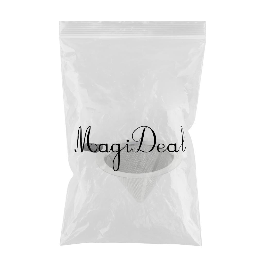 Max Pour Over Cone Dripper Reusable Dual Coffee Filter Silver 12x12x7.5cm - Aladdin Shoppers