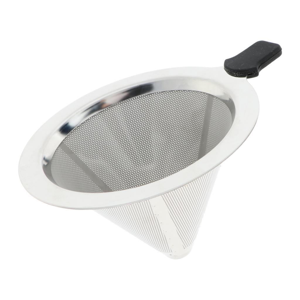 Max Pour Over Cone Dripper Reusable Dual Coffee Filter Silver 12x12x7.5cm - Aladdin Shoppers