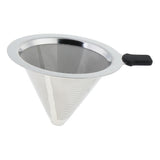 Max Pour Over Cone Dripper Reusable Dual Coffee Filter Silver 12x12x7.5cm - Aladdin Shoppers