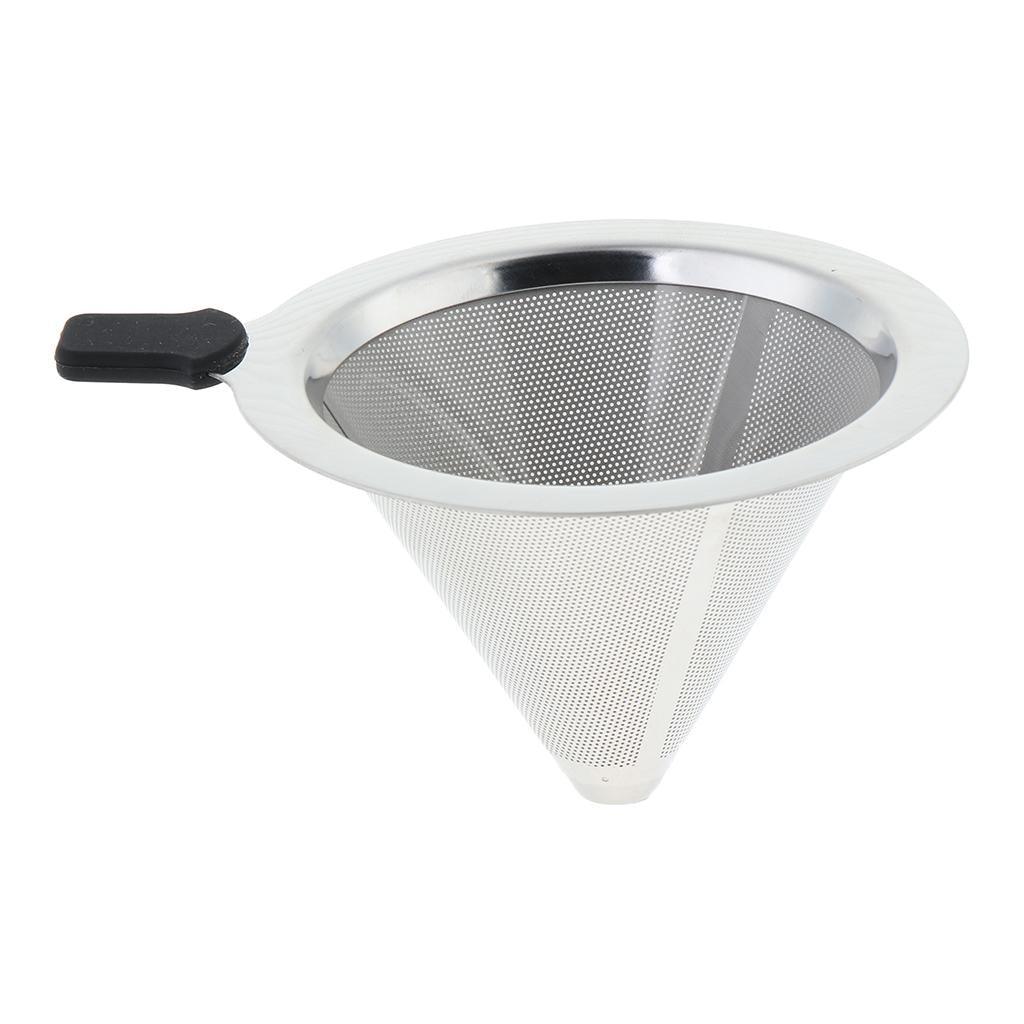 Max Pour Over Cone Dripper Reusable Dual Coffee Filter Silver 12x12x7.5cm - Aladdin Shoppers