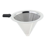 Max Pour Over Cone Dripper Reusable Dual Coffee Filter Silver 12x12x7.5cm - Aladdin Shoppers