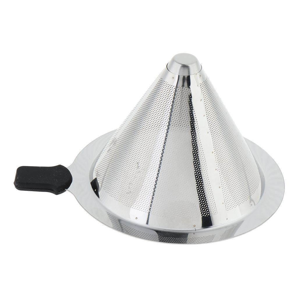 Max Pour Over Cone Dripper Reusable Dual Coffee Filter Silver 12x12x7.5cm - Aladdin Shoppers