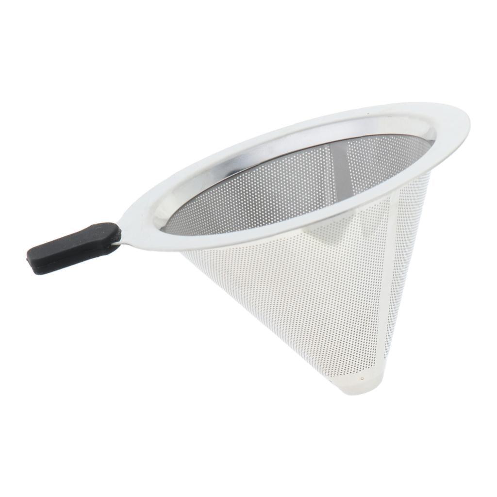Max Pour Over Cone Dripper Reusable Dual Coffee Filter Silver 13.8x13.8x9.2cm - Aladdin Shoppers