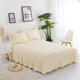 Max Pure Cotton 16inch Lace Ruffle Bed Skirt with Platform Beige-180x200cm - Aladdin Shoppers