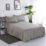 Max Pure Cotton 16inch Lace Ruffle Bed Skirt with Platform Grey-150x200cm - Aladdin Shoppers
