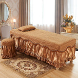 Max Quilted Massage Table Skirt Beauty Bed Sheet & Pillow Case Camel - Aladdin Shoppers