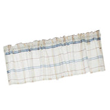 Max Rod Pocket Checked Linen Window Voile Curtain Valance Tier Blue 137x61cm - Aladdin Shoppers