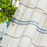 Max Rod Pocket Checked Linen Window Voile Curtain Valance Tier Blue 137x91.5cm - Aladdin Shoppers