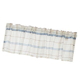 Max Rod Pocket Checked Linen Window Voile Curtain Valance Tier Blue 137x91.5cm - Aladdin Shoppers