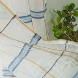 Max Rod Pocket Checked Linen Window Voile Curtain Valance Tier Blue 74x60cm - Aladdin Shoppers