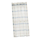 Max Rod Pocket Checked Linen Window Voile Curtain Valance Tier Blue 74x60cm - Aladdin Shoppers