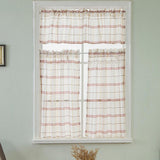 Max Rod Pocket Checked Linen Window Voile Curtain Valance Tier Red 137x91.5cm - Aladdin Shoppers