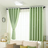 Max Romantic Hollow Star Blackout Curtain for Bedroom Green - 132x160cm - Aladdin Shoppers