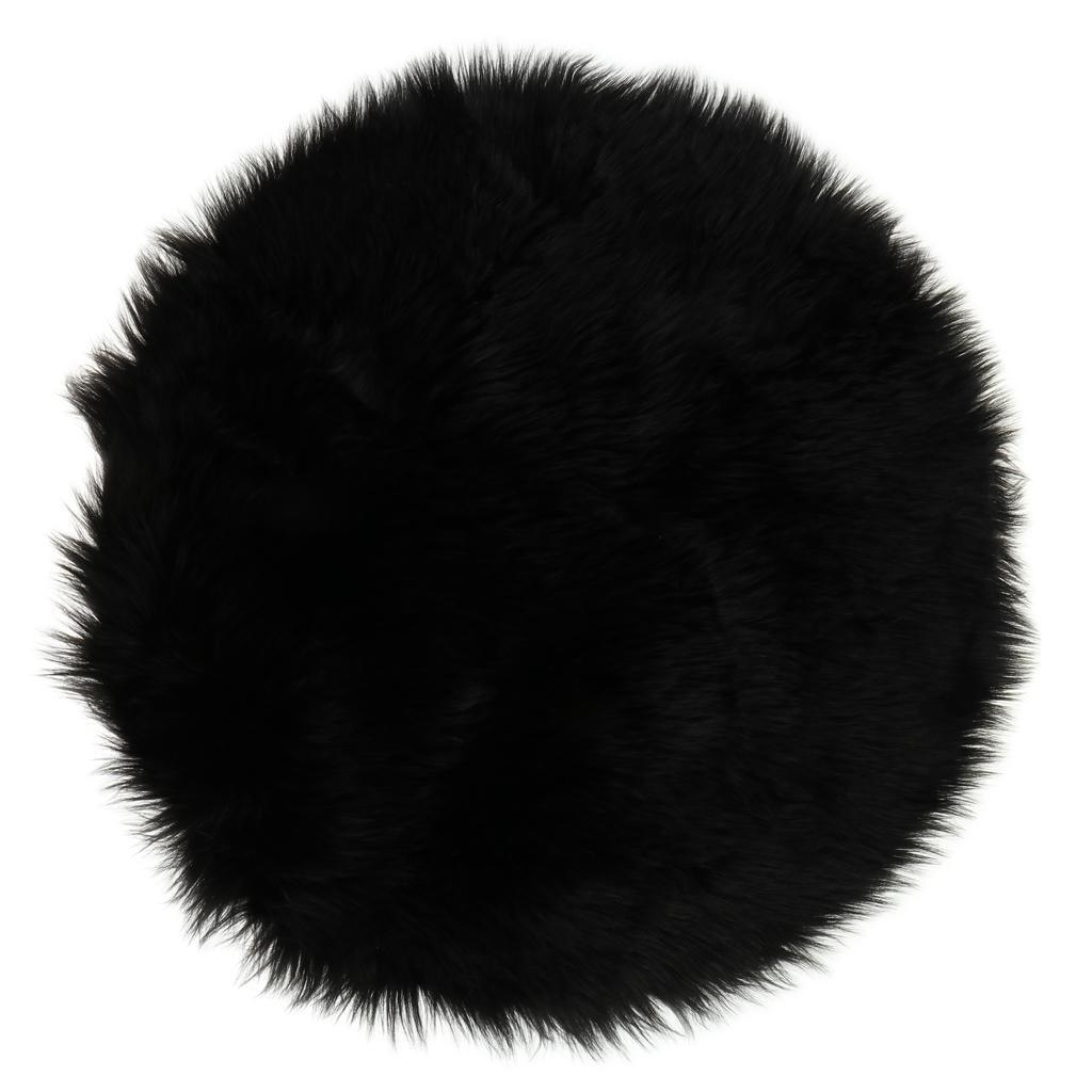 Max Round Fake Wool Shaggy Rug Carpet Floor Mat for Home Decor Black - Aladdin Shoppers