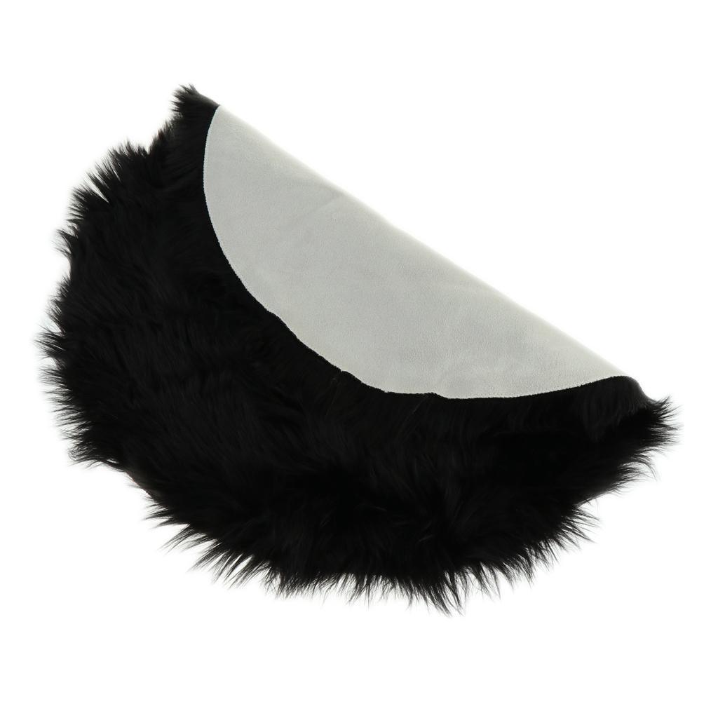 Max Round Fake Wool Shaggy Rug Carpet Floor Mat for Home Decor Black - Aladdin Shoppers