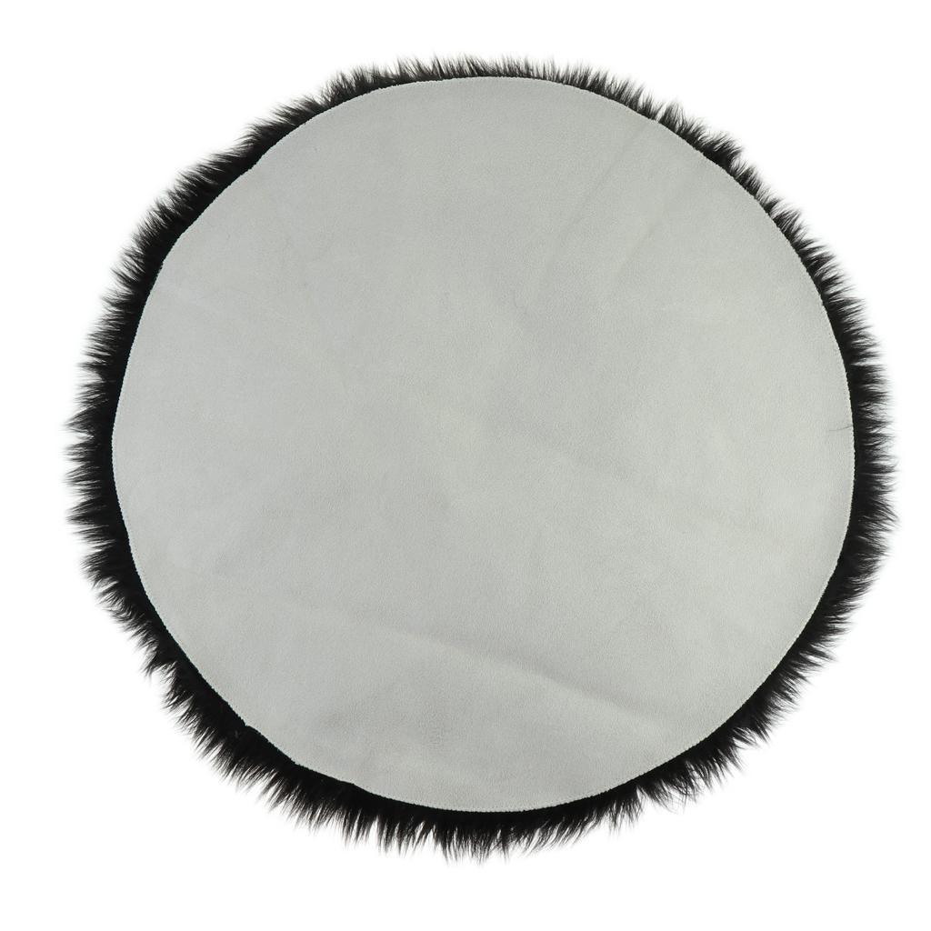 Max Round Fake Wool Shaggy Rug Carpet Floor Mat for Home Decor Black - Aladdin Shoppers