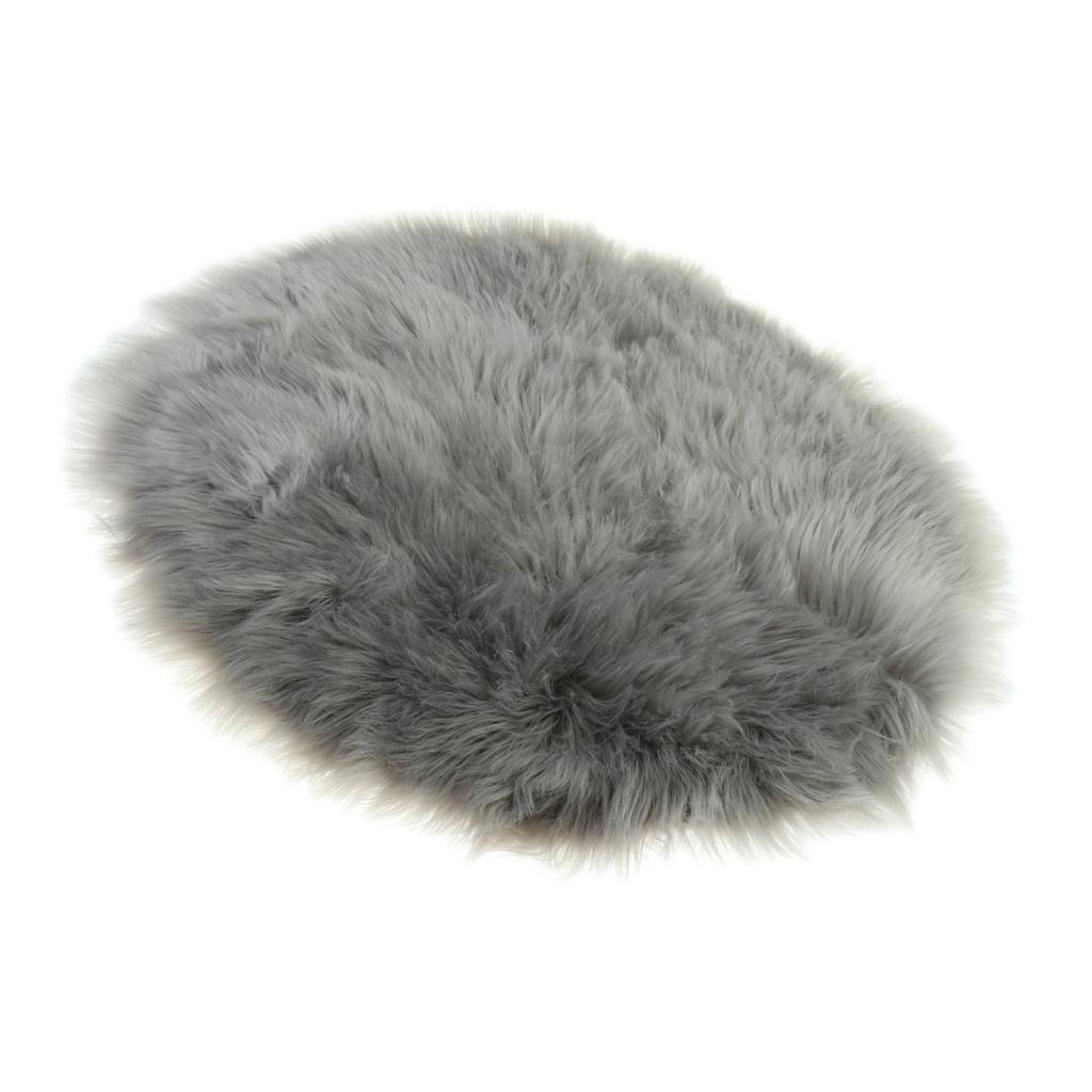 Max Round Fake Wool Shaggy Rug Carpet Floor Mat for Home Decor Gray - Aladdin Shoppers