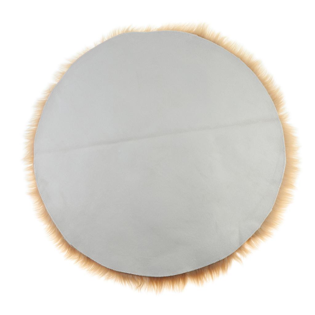 Max Round Fake Wool Shaggy Rug Carpet Floor Mat for Home Decor Khaki - Aladdin Shoppers