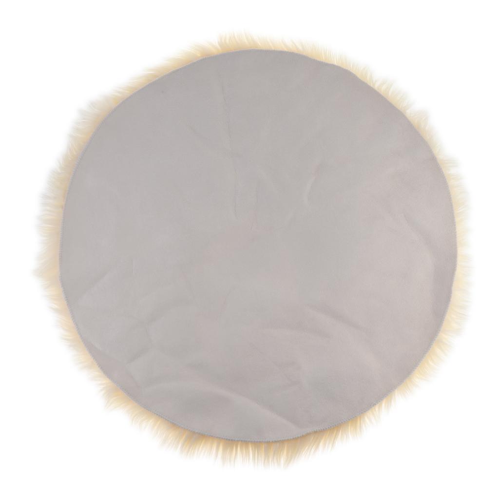 Max Round Fake Wool Shaggy Rug Carpet Floor Mat for Home Decor Light Beige - Aladdin Shoppers