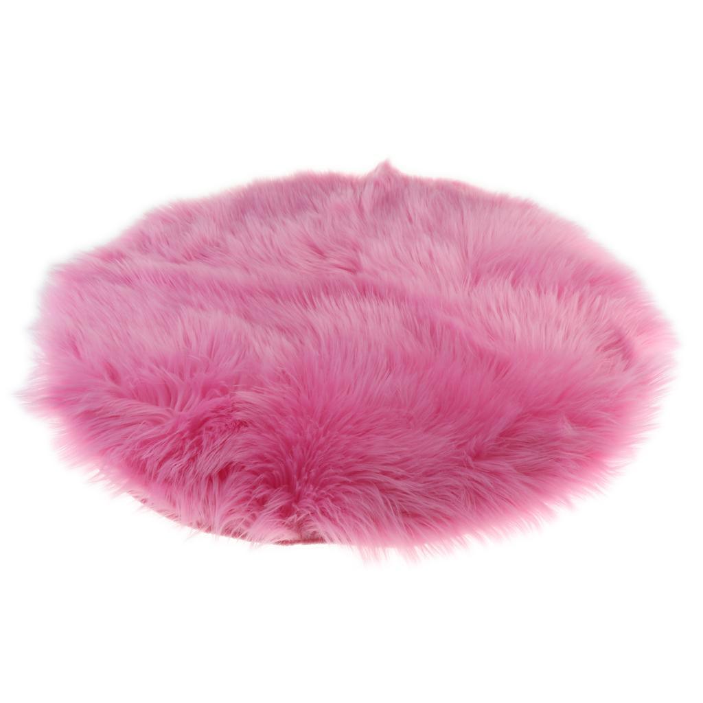 Max Round Fake Wool Shaggy Rug Carpet Floor Mat for Home Decor Rose Red - Aladdin Shoppers