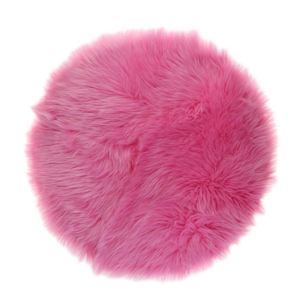 Max Round Fake Wool Shaggy Rug Carpet Floor Mat for Home Decor Rose Red - Aladdin Shoppers