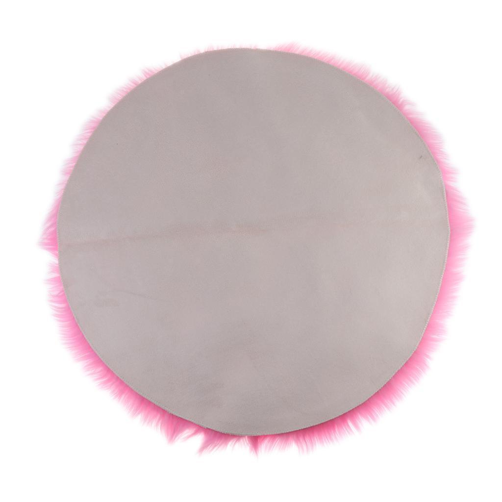Max Round Fake Wool Shaggy Rug Carpet Floor Mat for Home Decor Rose Red - Aladdin Shoppers