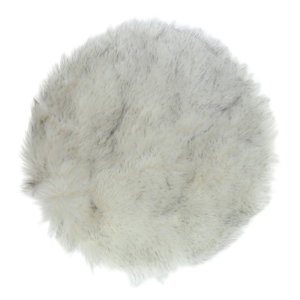 Max Round Fake Wool Shaggy Rug Carpet Floor Mat for Home Decor White Black Tip - Aladdin Shoppers