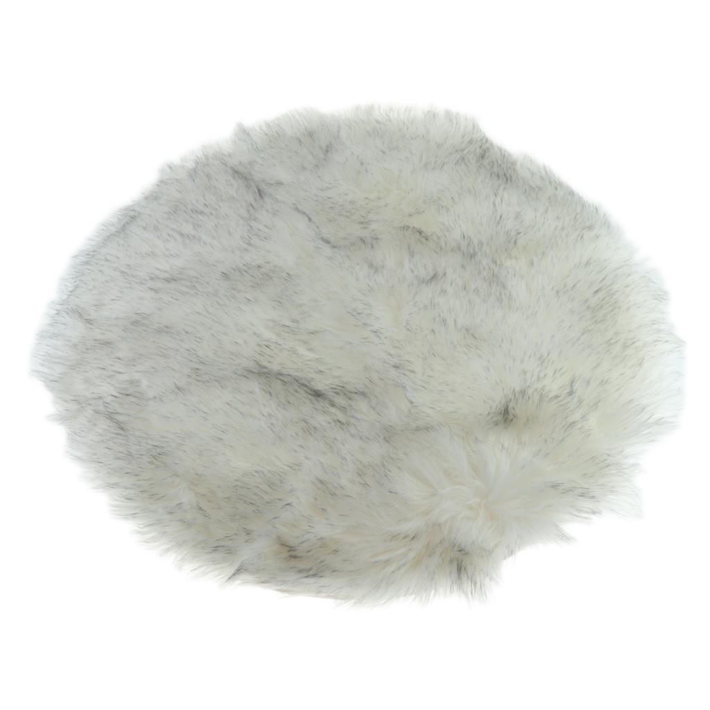 Max Round Fake Wool Shaggy Rug Carpet Floor Mat for Home Decor White Black Tip - Aladdin Shoppers