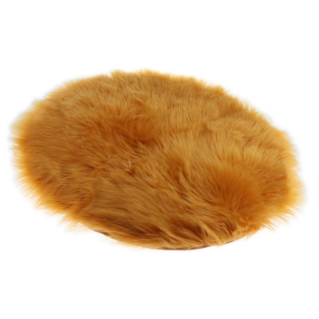 Max Round Fake Wool Shaggy Rug Carpet Floor Mat for Home Decor Yellow Camel - Aladdin Shoppers