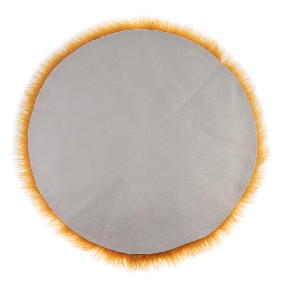 Max Round Fake Wool Shaggy Rug Carpet Floor Mat for Home Decor Yellow Camel - Aladdin Shoppers