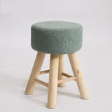 Max Round Linen Fabric Footstool Cover Wooden Stool Slipcover Green Dark 28x13cm - Aladdin Shoppers