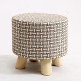 Max Round Linen Fabric Footstool Cover Wooden Stool Slipcover Grid 28x18cm - Aladdin Shoppers