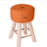 Max Round Linen Fabric Footstool Cover Wooden Stool Slipcover Orange 28x13cm - Aladdin Shoppers