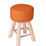 Max Round Linen Fabric Footstool Cover Wooden Stool Slipcover Orange 28x13cm - Aladdin Shoppers