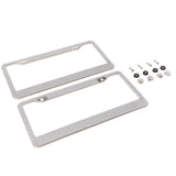 Max Silver Handmade Bling Rhinestones Stainless Steel Car License Plate Frame US - Aladdin Shoppers