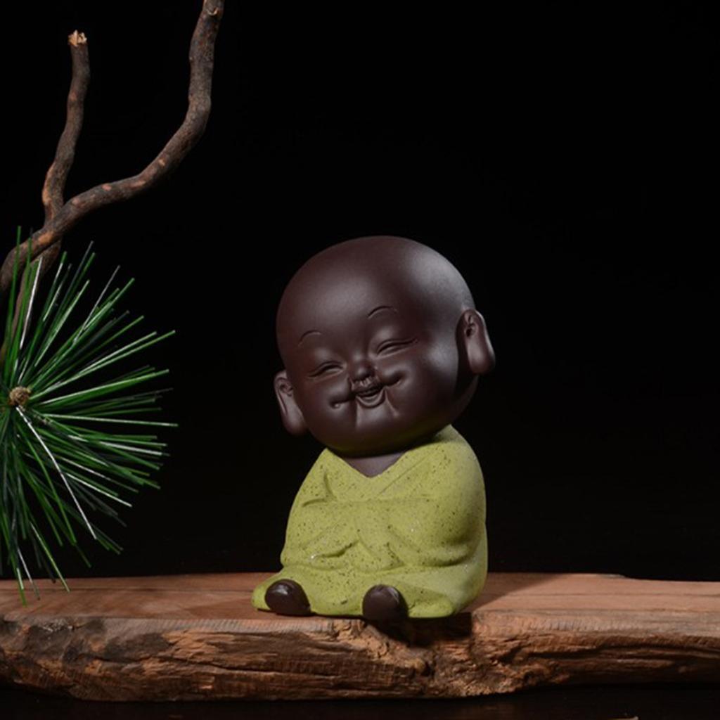 Max Small Mini Buddha Statue Monk Figurine Tea pet Decorative Ornaments Green - Aladdin Shoppers