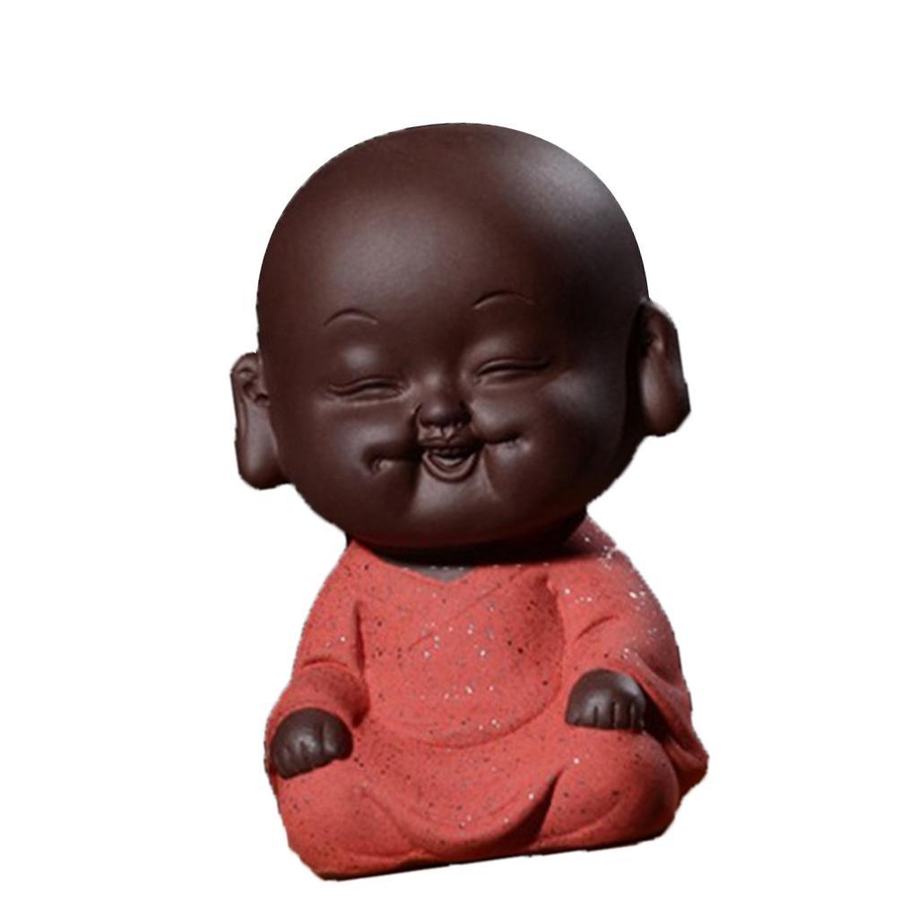 Max Small Mini Buddha Statue Monk Figurine Tea pet Decorative Ornaments Red - Aladdin Shoppers