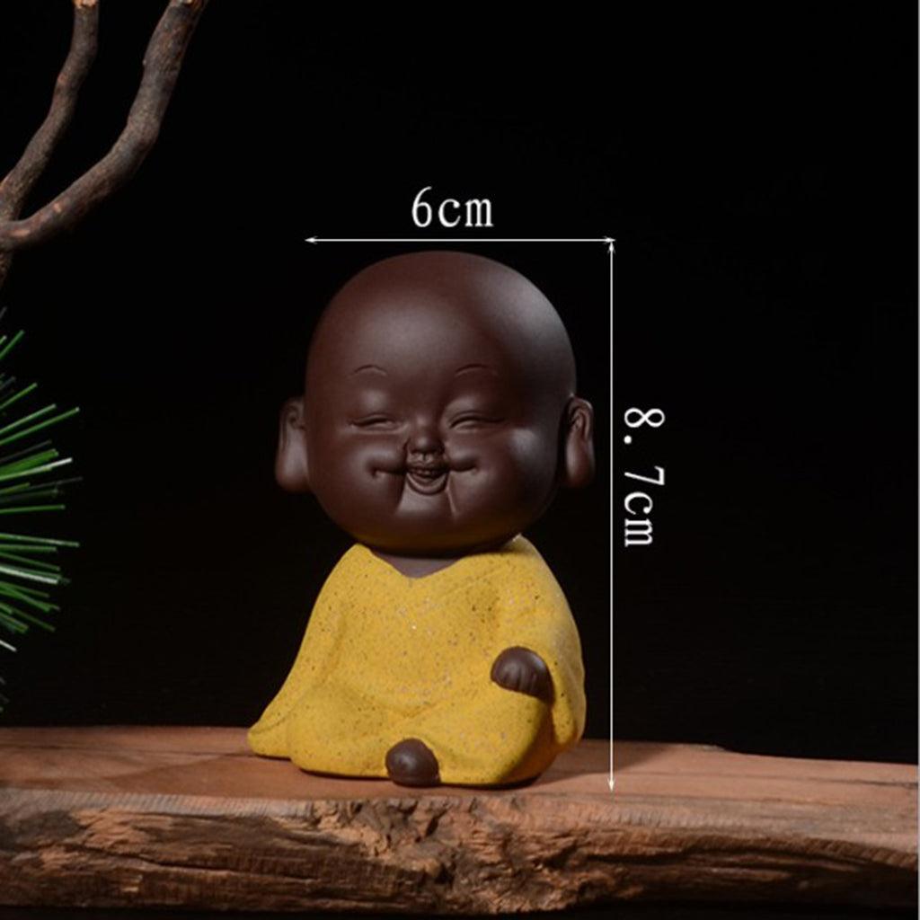 Max Small Mini Buddha Statue Monk Figurine Tea pet Decorative Ornaments Yellow - Aladdin Shoppers