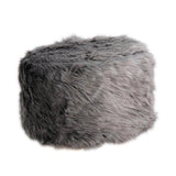 Max Soft Furry Round Footstool Cover Little Stool Chair Deep Grey - 33cm - Aladdin Shoppers