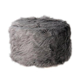 Max Soft Furry Round Footstool Cover Little Stool Chair Deep Grey - 33cm - Aladdin Shoppers