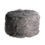 Max Soft Furry Round Footstool Cover Little Stool Chair Deep Grey - 40cm - Aladdin Shoppers