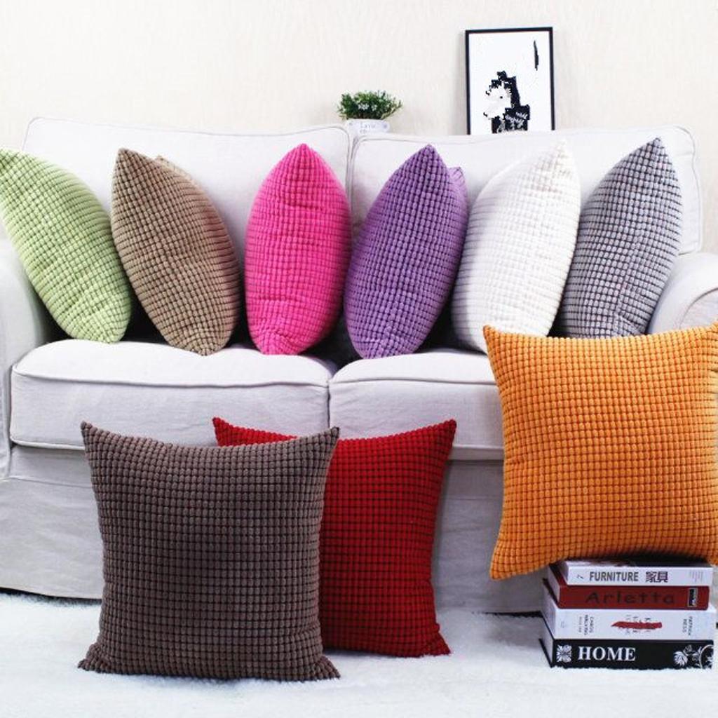 Max Solid Color Corduroy Pillow Case Square Sofa Cushion Cover Apricot - Aladdin Shoppers