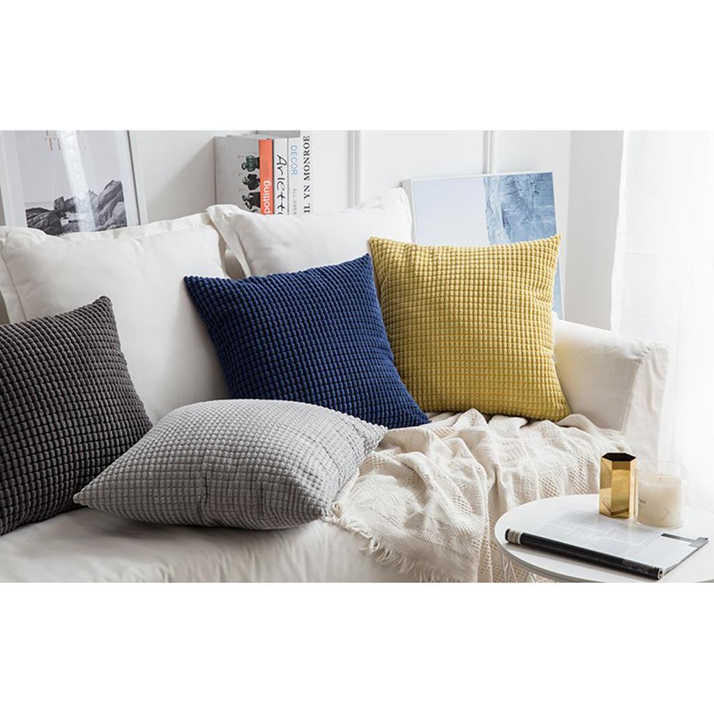 Max Solid Color Corduroy Pillow Case Square Sofa Cushion Cover Apricot - Aladdin Shoppers