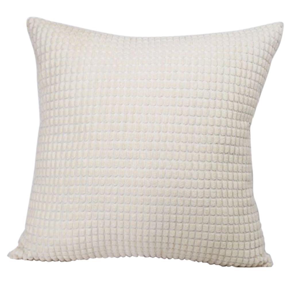 Max Solid Color Corduroy Pillow Case Square Sofa Cushion Cover Creamy-white - Aladdin Shoppers