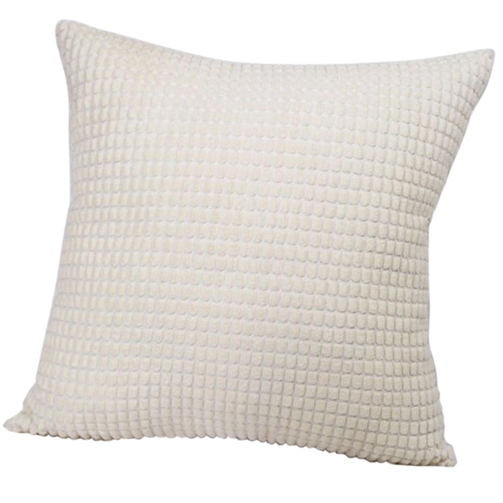 Max Solid Color Corduroy Pillow Case Square Sofa Cushion Cover Creamy-white - Aladdin Shoppers